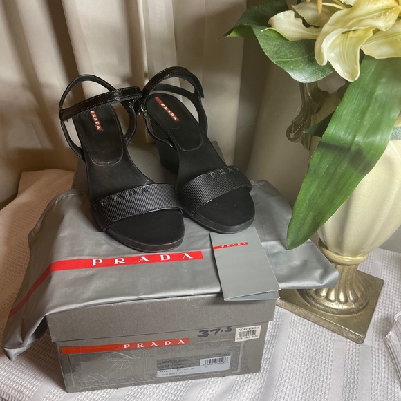 Prada Shoes - Prada Patent Leather Sandals with Velcro Straps